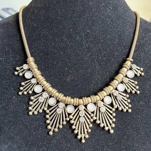 70s Vintage Gold Tone Statement Bib Collar Necklace Sunray Egyptian Revival